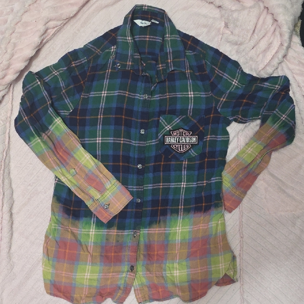 Women's Reworked Old Navy Harley-Davidson Ombre Button-Down Shirt